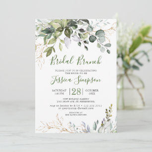 Watercolor Eucalyptus Greenery Bridal  Brunch Invitation