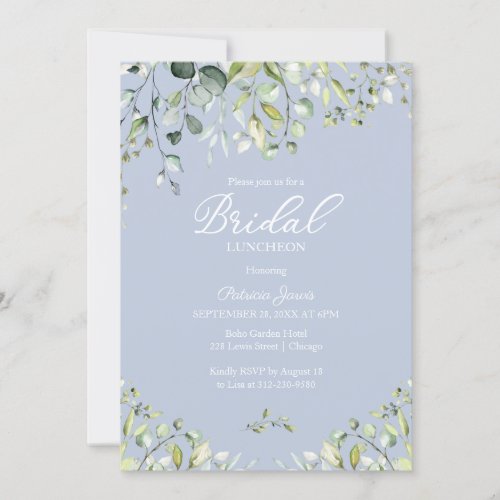 Watercolor Eucalyptus Greenery Bridal Luncheon Inv Invitation