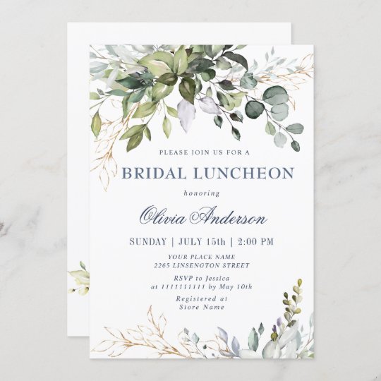 Watercolor Eucalyptus Greenery BRIDAL LUNCHEON Invitation