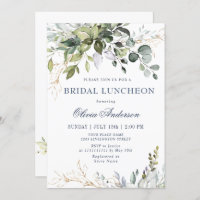 Watercolor Eucalyptus Greenery BRIDAL LUNCHEON Invitation