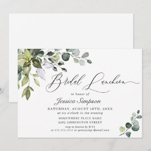 Watercolor Eucalyptus Greenery Bridal Luncheon Invitation