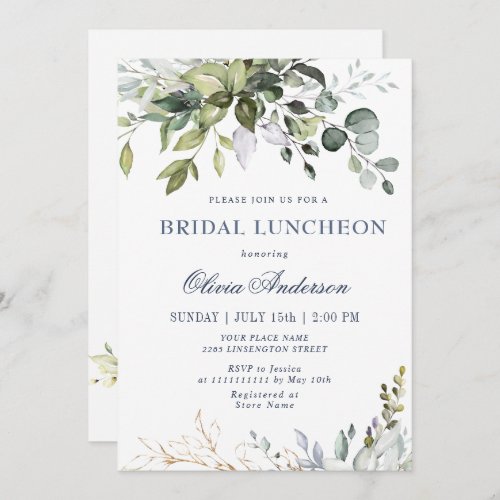Watercolor Eucalyptus Greenery BRIDAL LUNCHEON Invitation