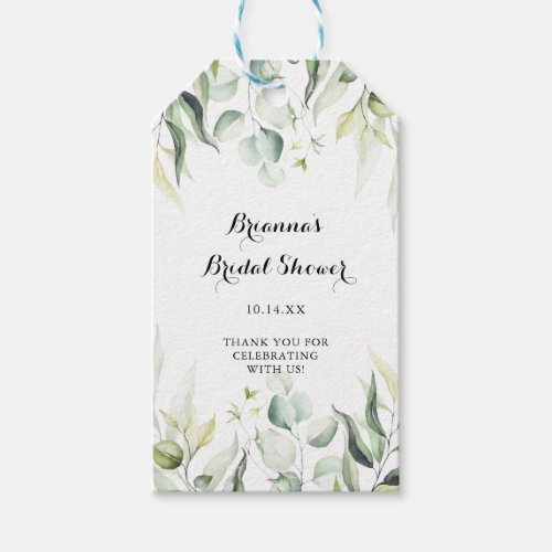 Watercolor Eucalyptus Greenery Bridal Shower  Gift Tags