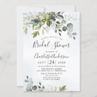 Watercolor Eucalyptus Greenery Bridal  Shower Invitation