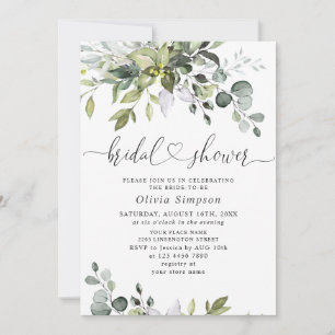 Watercolor Eucalyptus Greenery Bridal Shower Invitation