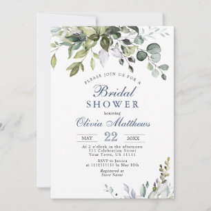 Watercolor Eucalyptus Greenery Bridal Shower Invitation