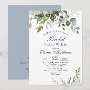 Watercolor Eucalyptus Greenery Bridal Shower Invitation