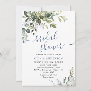 Watercolor Eucalyptus Greenery BRIDAL SHOWER Invitation