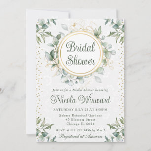 Watercolor Eucalyptus Greenery Bridal Shower Invitation
