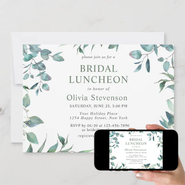 Watercolor Eucalyptus Greenery Bridal Shower Invitation Zazzle 8537