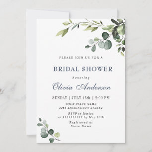 Watercolor Eucalyptus Greenery BRIDAL SHOWER Invitation