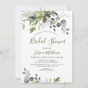 Watercolor Eucalyptus Greenery Bridal Shower Invitation