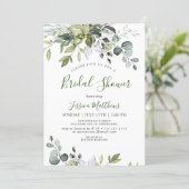 Watercolor Eucalyptus Greenery Bridal Shower Invitation (Standing Front)