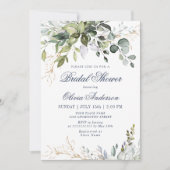 Watercolor Eucalyptus Greenery Bridal Shower Invitation (Front)