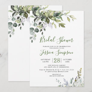 Watercolor Eucalyptus Greenery Bridal Shower Invitation