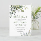 Watercolor Eucalyptus Greenery Bridal Shower Invitation (Standing Front)