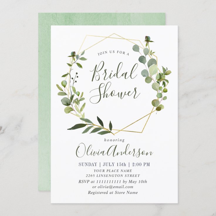 Watercolor Eucalyptus Greenery Bridal Shower Invitation Zazzle 8149