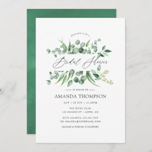 Watercolor Eucalyptus Greenery Bridal Shower Invitation