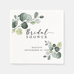 Watercolor Eucalyptus Greenery Bridal Shower Napkins