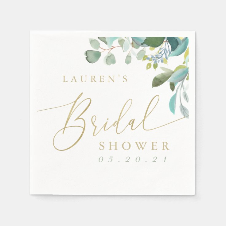 Watercolor Eucalyptus Greenery Bridal Shower Napkins Zazzle