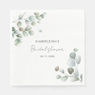 Watercolor Eucalyptus Greenery Bridal Shower Paper Napkins