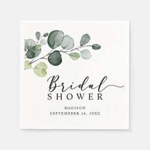 Watercolor Eucalyptus Greenery Bridal Shower Paper Napkins