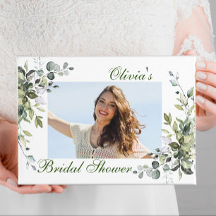 Watercolor Eucalyptus Greenery Bridal Shower Photo Guest Book