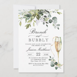 Watercolor Eucalyptus Greenery Brunch & Bubbly Invitation