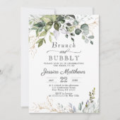 Watercolor Eucalyptus Greenery Brunch & Bubbly Invitation (Front)