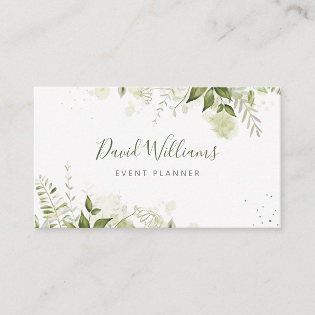 Watercolor Eucalyptus Greenery Business Card (Front)