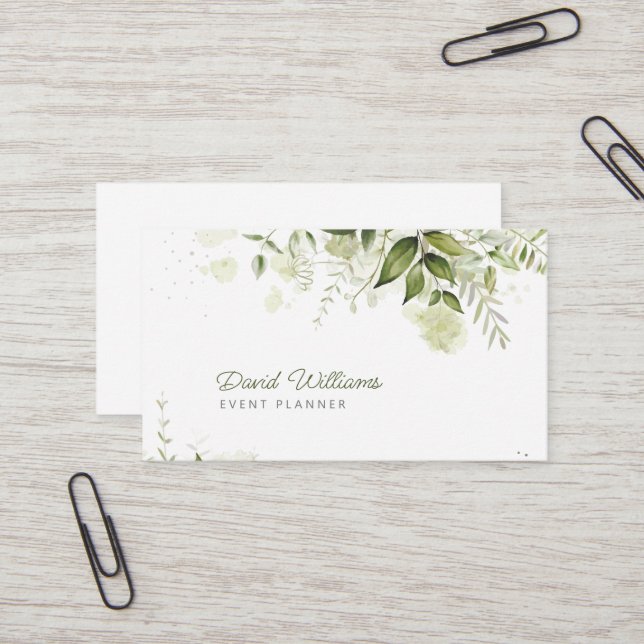 Watercolor Eucalyptus Greenery Business Card (Front/Back In Situ)