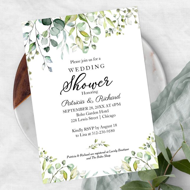 Watercolor Eucalyptus Greenery Couples Shower Invitation (Creator Uploaded)