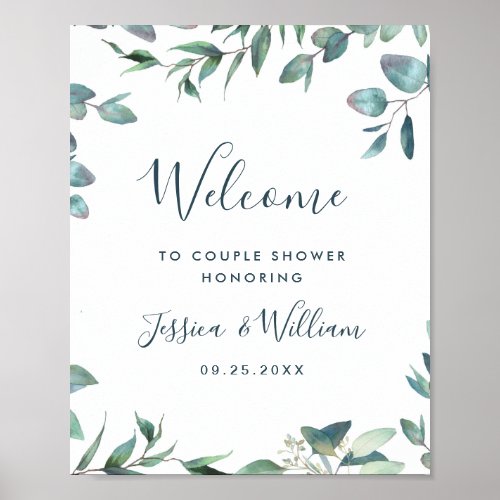 Watercolor Eucalyptus Greenery Couples Shower Poster