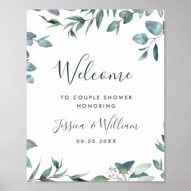 Watercolor Eucalyptus Greenery Couples Shower Poster (Front)