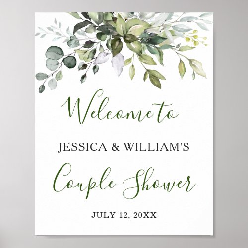 Watercolor Eucalyptus Greenery Couples Shower Sign