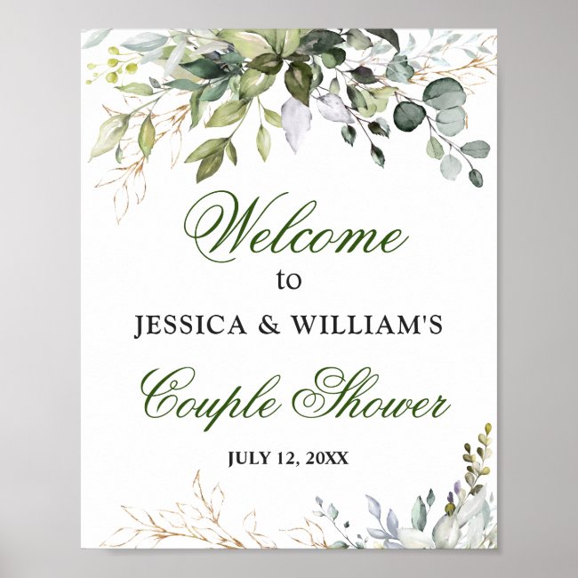 Watercolor Eucalyptus Greenery Couples Shower Sign