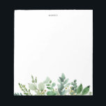 Watercolor Eucalyptus Greenery Custom Notepad<br><div class="desc">Classic greenery custom notepad featuring watercolour illustrations of eucalyptus leaves. Personalize by adding a name or a short phrase. This greenery notepas will be a perfect personalized gift.</div>