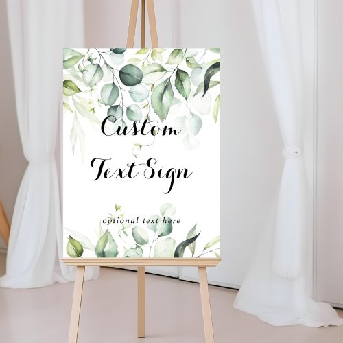 Watercolor Eucalyptus Greenery Custom Text Sign