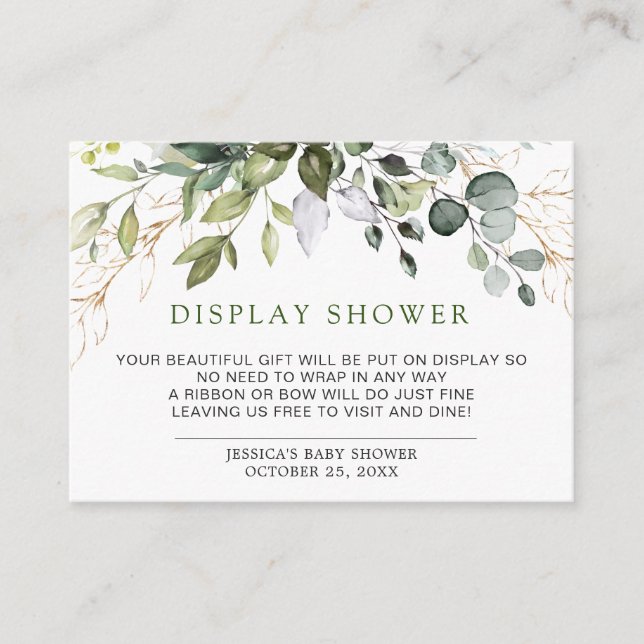Watercolor Eucalyptus Greenery Display Shower Card (Front)