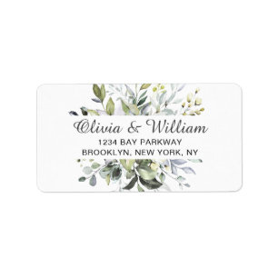 Watercolor Eucalyptus Greenery  Elegant Chic Label