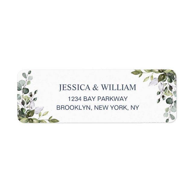 Watercolor Eucalyptus Greenery  Elegant Chic Label (Front)