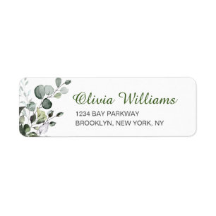 Watercolor Eucalyptus Greenery  Elegant Chic Label