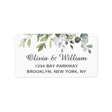 Watercolor Eucalyptus Greenery  Elegant Chic Label