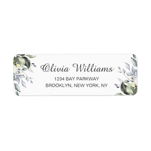 Watercolor Eucalyptus Greenery  Elegant Chic Label