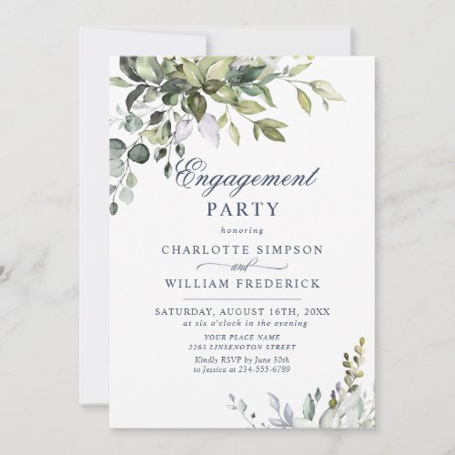 Watercolor Eucalyptus Greenery ENGAGEMENT PARTY Invitation