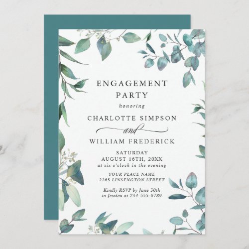 Watercolor Eucalyptus Greenery ENGAGEMENT PARTY Invitation