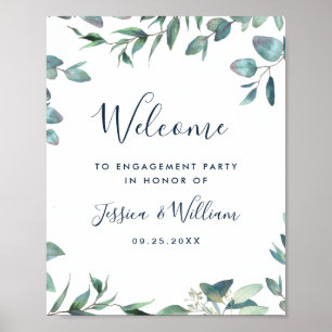 Watercolor Eucalyptus Greenery ENGAGEMENT PARTY Poster