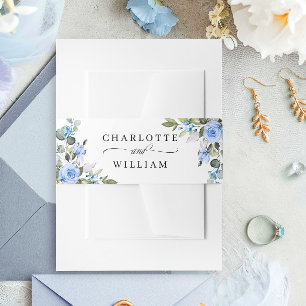 Watercolor Eucalyptus Greenery Floral Wedding Invitation Belly Band