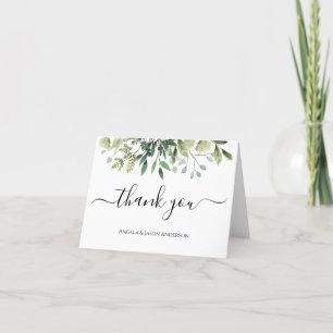 Watercolor Eucalyptus & Greenery Folded Thank You Card