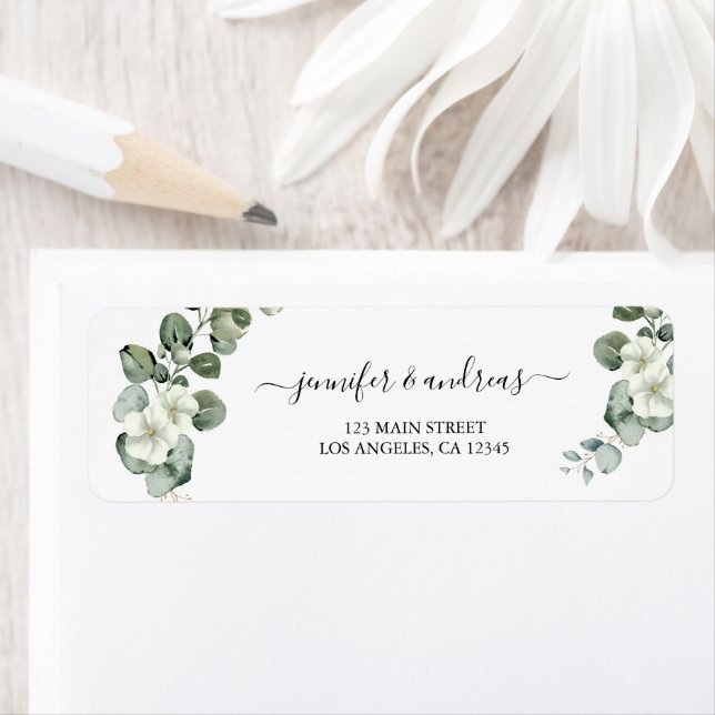 Watercolor Eucalyptus Greenery Foliage Elegant Label (Insitu)